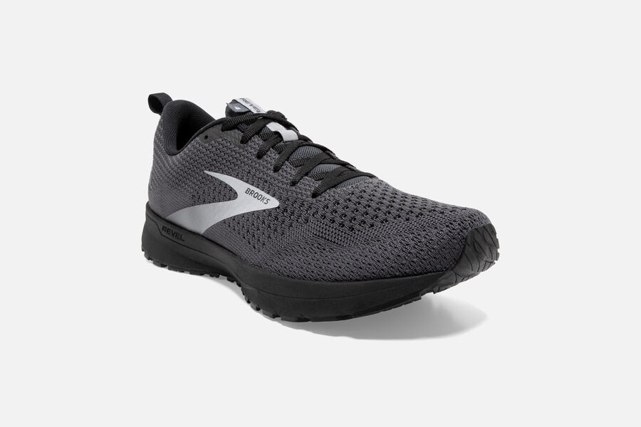 Revel 4 Road Brooks Running Shoes NZ Mens - Black/Grey - OVFQBX-192